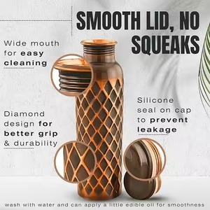 Copper Water Bottle Handcrafted Hammered Finish Portable Travel <b>Drinkware</b> Minimalist Design With Custom Box - Product Image 4
