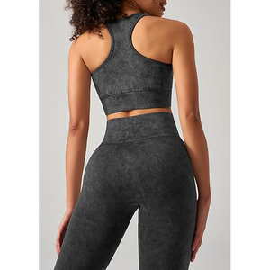 Ensemble de yoga style corset pour femme : Soutien-gorge de sport zippé, Legging taille haute sculptant le ventre, effet push-up fessier, inserts en maille, Nylon Spandex - Product Image 3