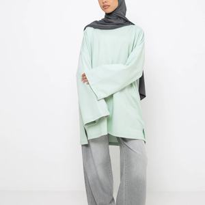 Camiseta de Yoga de Manga Larga para Mujer, Estilo Modesto, Casual, de Secado Rápido, Anti-UV, Talla Grande, para el Mercado Árabe de Oriente Medio, con Protección UPF50+ - Product Image 4