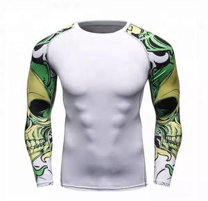 Custom <b>Mens</b> <b>Compression</b> <b>Shirts</b> Long Sleeve Rash Guard Gym Fitness Tight Tee <b>Shirt</b> Skeleton Graphic MMA BJJ Training Workoutb - Product Image 1