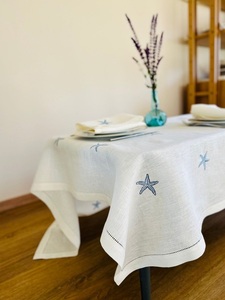 ผ้าปูโต๊ะลินินคอตตอนปักลายดาว AP Light Star หรูหรา เป็นมิตรกับสิ่งแวดล้อม ลายพืชแบบคลาสสิก ทำด้วยมือ ซักได้ เหมาะสำหรับใช้ในบ้าน - Product Image 4