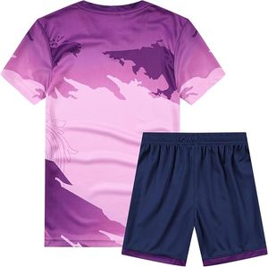 Conjunto de Camiseta de Fútbol para Niños, Manga Corta, Cuello en V, Estampado, Poliéster Absorbente, Uniforme con Pantalones Cortos y Calcetines, Logotipo y Número Personalizados - Product Image 2