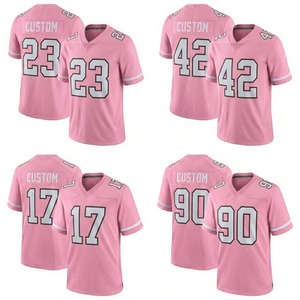 Custom Sublimated Print Light <b>Pink</b> American Football Jersey Quick Dry Breathable Shorts Sleeve Sportswear Summer Anti-Bacterial - Product Image 1