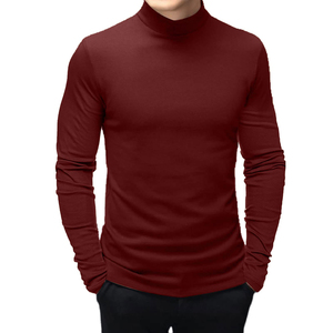 Pull côtelé à col roulé pour homme, manches longues, coupe extensible, mode estivale, vêtements pour homme, doux, respirant, tenue quotidienne - Product Image 1