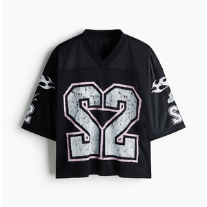Custom Sublimation Printed Vintage Football Mesh T-<b>Shirt</b> Regular V-Neck Quick Dry Unisex All Season 100% <b>Polyester</b> Oversized - Product Image 1
