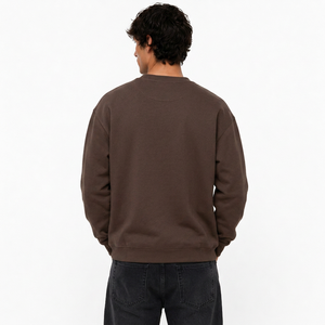 Sudadera de hombre de marca privada, de algodón grueso y felpa, estilo relajado, con bordado personalizado, puños acanalados y etiqueta de marca. - Product Image 3
