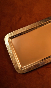 Plateau de service rectangulaire de luxe avec bord martelé en acier inoxydable, plat décoratif pour hôtel, buffet, mariage, fête, cadeau - Product Image 5