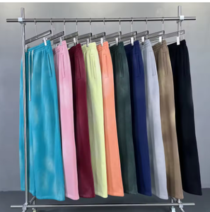 Winter New Fleece Sweatpants Men Splashing Ink Spray Dyeing <b>Wash</b> Distressed Wide Joggers Grinding Edges Baggy Plush Pants - Product Image 5
