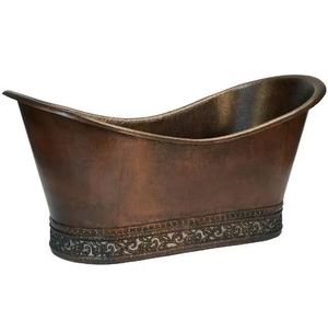 Bañera de Cobre Independiente para Adultos, Bañera Metálica Irregular de Lujo para Bañarse - Artesanía India - Product Image 4