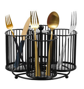 Porte-ustensiles rond, organisateur de vaisselle, support pour baguettes de cuisine, porte-couverts en cuivre métallisé - Product Image 5