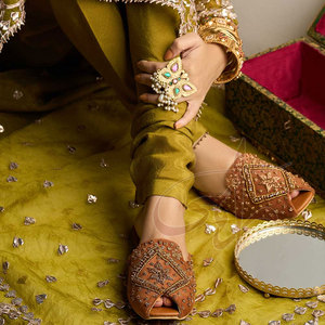 Khussa pour femme sans talon, léger, personnalisé, tendance, antidérapant, imprimé, en similicuir, fait main, toutes saisons - Product Image 4