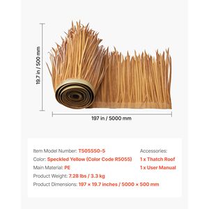 Tetto in Paglia Artificiale Stile Tiki Bar Messicano 1,6 x 16,4 ft, Impermeabile e Ignifugo, Rotolo di Copertura in Paglia - Product Image 4