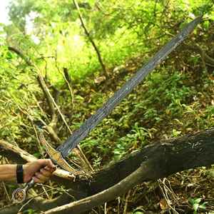 Épée viking professionnelle de haute qualité en acier Damas forgé à la main avec fourreau en bois sculpté, style guerrier nordique médiéval - Product Image 2