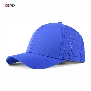 Casquette de baseball unisexe en maille respirante bleue découpée au laser, 6 panneaux, ajustable, 100 % polyester, pour l'extérieur, décontractée, printemps-été, taille adulte - Product Image 1