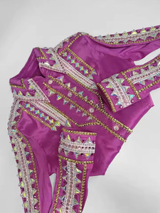Camisa de lujo de mezclilla con pedrería para espectáculos ecuestres del oeste, para mujer, para competición de equitación y carreras de barriles, ecológica - Product Image 3