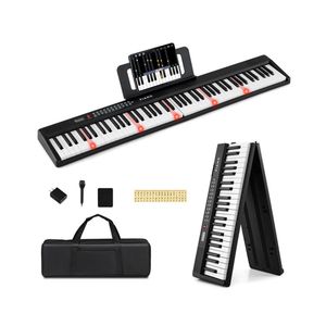 Pianoforte Digitale Pieghevole a 88 Tasti Semi-Pesati con Tasti Luminosi 128,27 X 22,86 X 5,08 cm, 3 Modalità di Insegnamento per Principianti - Product Image 1