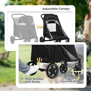 Passeggino Universale per Animali Domestici con Chiusura a Un Clic, Ruote Anteriori, Ammortizzatori, Freni, Borse Portaoggetti e Finestra a Rete - Product Image 6