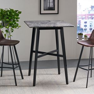 Modern 42\" <b>Bar</b> Height Dining <b>Table</b> with Paladina <b>Marble</b> Finish Rubberwood Legs Laminate <b>Table</b> Top in Black-Paladina Collection - Product Image 3