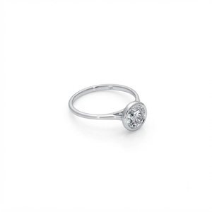 Wonderful Round Brilliant Lab Grown Diamond Bezel Set Engagement <b>Ring</b> IGI Certified Solitaire Wedding <b>Ring</b> 10K14K 18K Solid Gold - Product Image 1