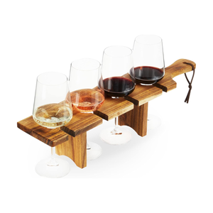 Tabla de Degustación de Madera de Acacia Hecha a Mano, con Capacidad para 4 Copas de Vino con Tallo, de Vietnam, Buen Precio - Product Image 1
