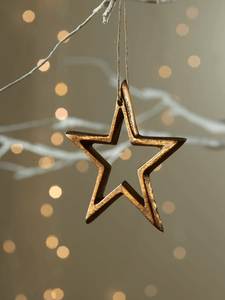 Gold <b>Star</b> Christmas Ornament Metal Hanging Decor Holiday Tree <b>Decoration</b> Geometric Shape Modern Design Living Room Home Decor - Product Image 5