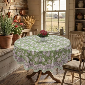Factory Price Handmade Handblock Print Cotton Cambric <b>Table</b> Spread 40s Soft Washable Dining <b>Table</b> Linen for Home Decor - Product Image 1