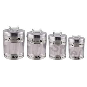 Juego de botes para mascotas, caja de tarro de almacenamiento cuadrada de Metal de cocina de acero inoxidable con estampado de colores - Product Image 1