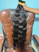 Extensions de cheveux naturels bruts d'Inde du Sud, provenant d'un seul donneur, ondulation légère, cuticules alignées, 24 pouces, double trame machine.