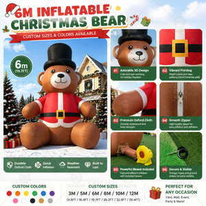 Orso di Natale Gonfiabile Gigante da 6m per Esterni, Statua Gonfiabile Grande per Giardino e Decorazioni per Centri Commerciali - Product Image 3