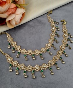 Crystal <b>Beaded</b> Payal <b>Anklets</b> Pair Wholesale Stone Studded Hanging Ghungroo Foot Wear Accessories Traditional Ethnic Wear <b>Anklets</b> - Product Image 1