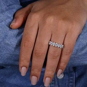 950 Platinum 1.75 TCW Oval Lab Grown Diamond CVD Diamond Wedding Eternity Band Seven Stone Band for Her Matching Wedding Band - Product Image 1