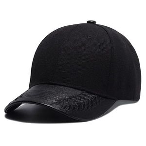 Leather 2025 Men's and women Baseball <b>Cap</b> Outdoor Baseball Snapback <b>Blank</b> Hats Solid Black Leather Classic <b>Caps</b> - Product Image 1