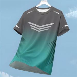 เสื้อยืดแขนสั้นคอกลมลายทางผู้ชาย สีตัดต่อ ระบายอากาศ แห้งเร็ว ทรงปกติ ผ้าถัก 100% คอตตอน 320 กรัม ทรงปกติ - Product Image 5