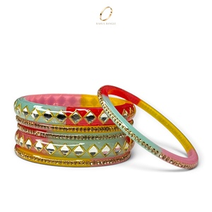 Bracelets en acrylique multicolores au design traditionnel miroir, style cachemiri, pour femmes, ensemble de bijoux de mariée indiens haut de gamme à prix de gros - Product Image 4