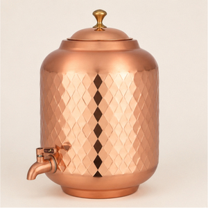 Distributeur d'eau artisanal en cuivre pur avec robinet anti-fuite, pot Matka traditionnel ayurvédique en cuivre pour stimuler le système immunitaire - Product Image 3