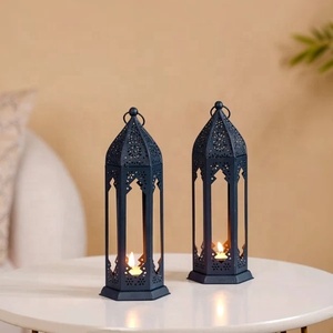 Decorative <b>Tall</b> Moroccan <b>Lantern</b> with Elegant Geometric Cutwork Metal Candle Holder for Modern Home Styling - Product Image 1