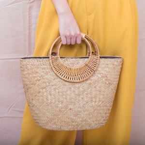 Sac de plage fait à la main écologique motif alligator nouveau style de jacinthe d'eau sangle unique ouverte Logo personnalisé doublure en cuir et coton - Product Image 6