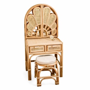 <b>Vanity</b> table with mirror and chair round rattan dressing make up tables great deal kids furniture - Product Image 1