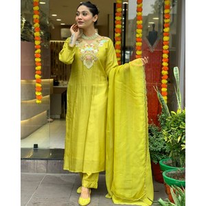 Conjunto de Fiesta de Manga Larga JC para Mujer, Top y Pantalón de Chifón con Dupatta, Talla XL - Product Image 1