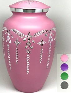 Luxury <b>Pink</b> Decorative Metal Vase Ornate Flower Vase with Silver Embellishment Lidded <b>Home</b> <b>Decor</b> Urn Table Centerpiece - Product Image 3
