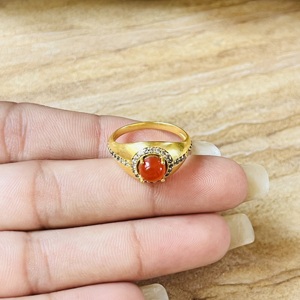Anillo de Latón con Cornalina y Circonita de Alta Demanda, Anillo Solitario Chapado en Oro de 18k, Anillo de Estilo Vintage, Anillo de Declaración, Anillo al por Mayor para Mujer - Product Image 2
