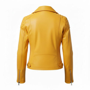 Casual Women Leather <b>Jacket</b> Street Wear Slim Fit OEM Wholesale Zipper Closure Winter <b>Biker</b> Leather <b>Jacket</b> For Women Outdoor - Product Image 2