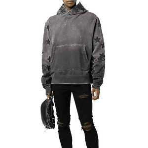 Sweat-shirt à capuche zippé pour homme, coupe classique, 100% coton, doublure en jersey, 350g, imprimé étoiles, style vintage, décontracté, hiver, éco-responsable - Product Image 3