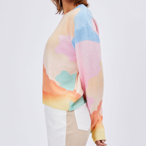 <b>Men</b> Women's Color Blocking Gradient Jacquard Knitted <b>Cardigan</b> Crew Neck Full Sleeve Casual 100% Acrylic/Nylon Anti-Pilling - Product Image 3