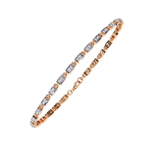 Geometric Minimalist Designer Lab Grown Princess Cut Bezel <b>Set</b> Two Tone Diamond Tennis Bracelet in 10K 14K 18K Gold - Product Image 5