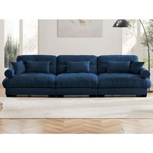 Modern 3-Seat Extra Large Velvet <b>Sofa</b> Oversize Cloud-Like Comfort with Waist Pillows & <b>Support</b> for Living Room - Product Image 3