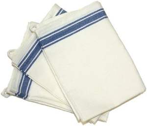 Serviettes de cuisine classiques blanches de qualité supérieure, tissées, très absorbantes, en microfibre 250 g/m², séchage rapide et écologiques, 16x26 (Bleu) - Product Image 1
