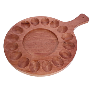 Wood Deviled Egg Platter With 12 <b>Cups</b> Round Manual Egg Tools Convenient Design Wood Deviled Egg Holder Tray - Product Image 1