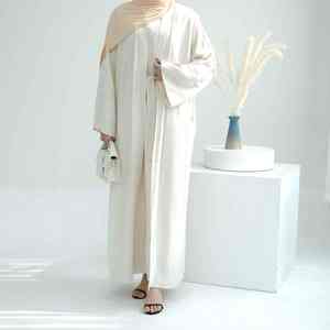 Elegante Abaya Moderna Color Moca para Mujer, Estilo Dubái, Vestido Largo Informal Islámico Modesto, Cuello Barco, Manga Larga, Transpirable - Product Image 4