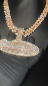 เครื่องประดับฮิปฮอป CONCEPTION สำหรับผู้ชาย จี้ห้อยคอแบบกำหนดเองได้ ตัวอักษร ตัวเลข ชื่อ หรือโลโก้  ทำจากเงินแท้ 925 ประดับด้วยเพชร VVS Moissanite GRA ชุบทอง - Product Image 2